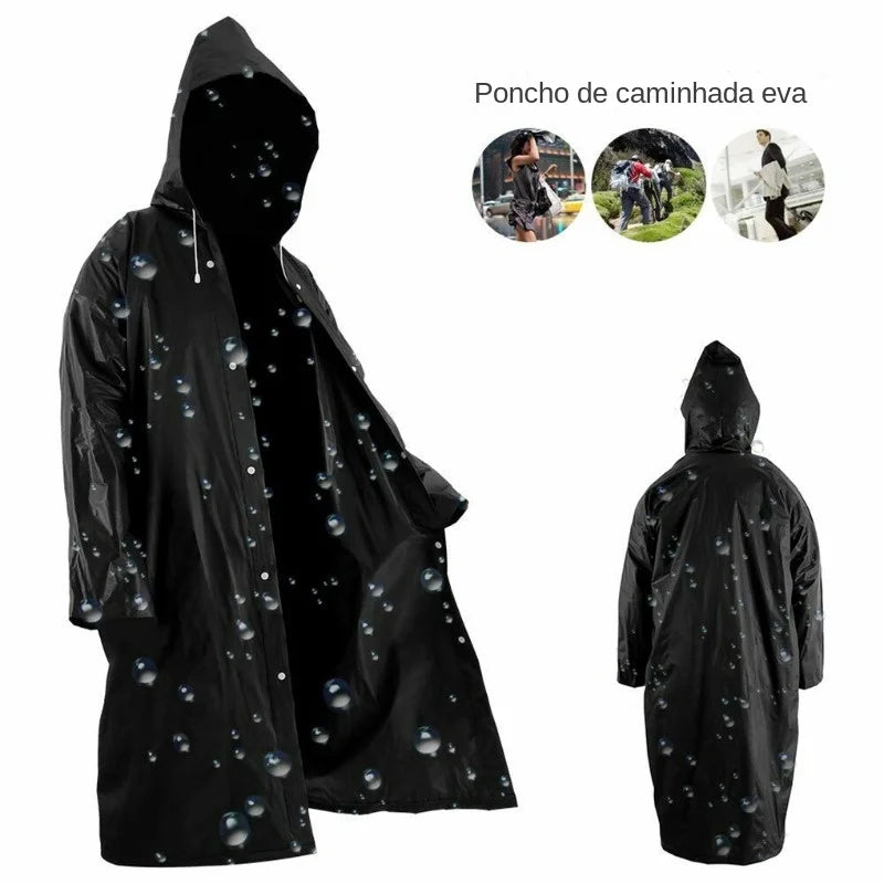 Capa de chuva de alta qualidade, 1 peça, 145*68cm, capa de chuva espessada, à prova d'água, masculina, preta, acampamento, roupa de chuva à prova d'água